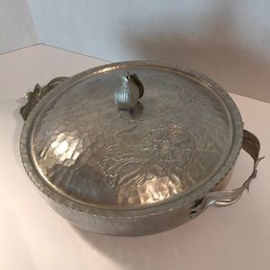 Vintage Hammered Aluminum Covered Bowl